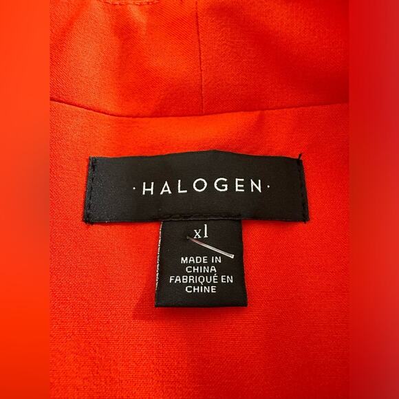 Halogen Nordstrom Size 1X Open Front Collarless Blazer Jacket Coral Red NWOT - Picture 5 of 6
